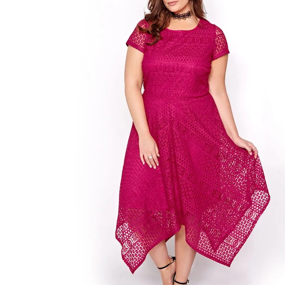 Michel Studio Collection Handkerchief Lace Dress - Picture 1 of 4